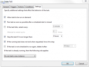 create task settings tab