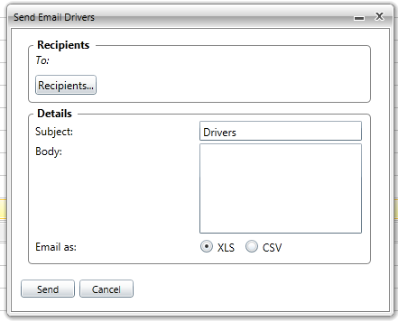 send email drivers dialog box